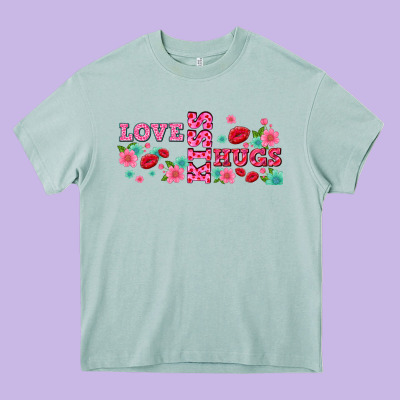 Floral Love And Kiss Heavy Core Tee Designed By Adodesignshop
