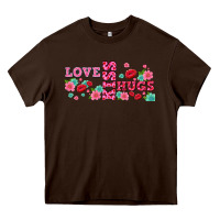 Chocolate Brown floral love and kiss Heavy Core Tee - AdoDesignShop