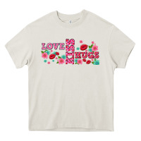 Cream floral love and kiss Heavy Core Tee - AdoDesignShop