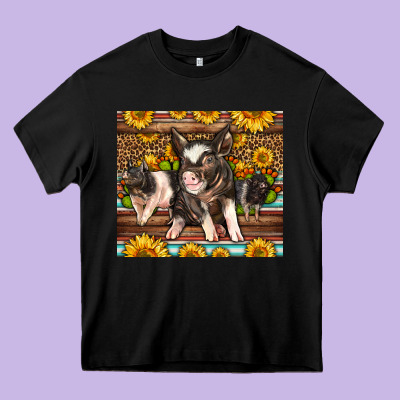 Western Cute Hampshire Pigs Heavy Core Tee Designed By Lillyallendesigns