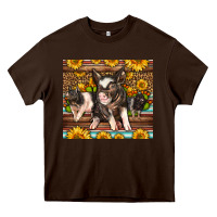 Chocolate Brown Western Cute Hampshire Pigs Heavy Core Tee - LillyAllenDesigns