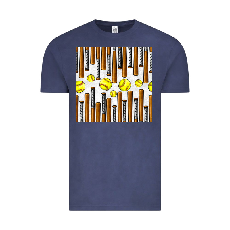 Softball Bat Seamless Pattern Vintage Tee by BundleAndBundleShop | Teevron