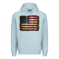 Blue Mist American Flag With Leopard Frame Premium Hoodie - CowCowDesign