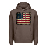 Coffee American Flag With Leopard Frame Premium Hoodie - CowCowDesign