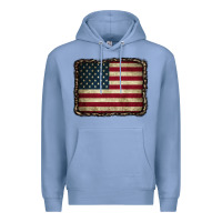 Colony Blue American Flag With Leopard Frame Premium Hoodie - CowCowDesign