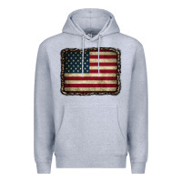 Heather Grey American Flag With Leopard Frame Premium Hoodie - CowCowDesign
