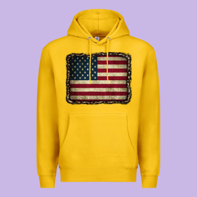 American Flag With Leopard Frame Premium Hoodie Designed By Cowcowdesign