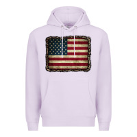 Lilac American Flag With Leopard Frame Premium Hoodie - CowCowDesign