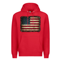 Red American Flag With Leopard Frame Premium Hoodie - CowCowDesign