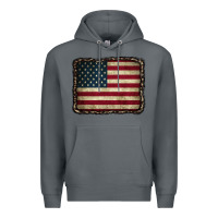 Rock American Flag With Leopard Frame Premium Hoodie - CowCowDesign