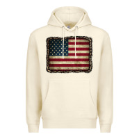 Sandshell American Flag With Leopard Frame Premium Hoodie - CowCowDesign