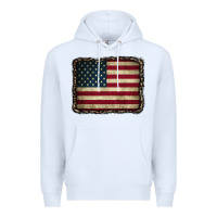 White American Flag With Leopard Frame Premium Hoodie - CowCowDesign