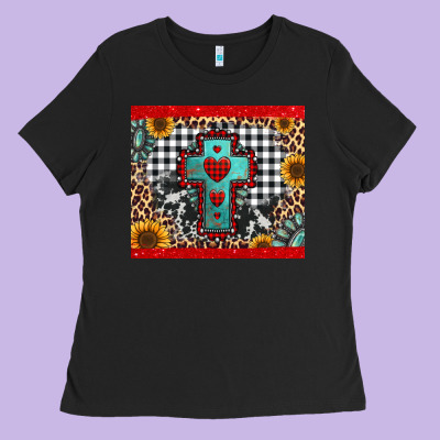 Christmas Cross Ladies Tee Designed By Jasminsmagicworld