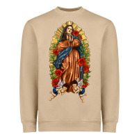 Mushroom Lady of Guadalupe with Roses Heavyweight Sweatshirt - texasbilliewilder