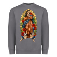Storm Lady of Guadalupe with Roses Heavyweight Sweatshirt - texasbilliewilder