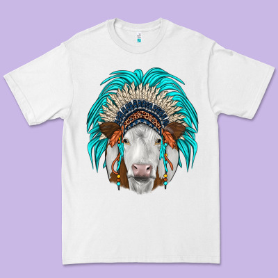 Simmental Indian Headdress Premium Tee Designed By Jahusdesignshop