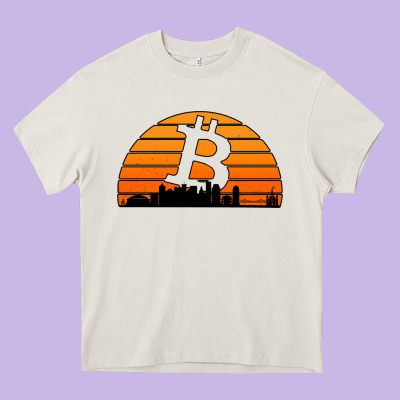 Bitcoin New Orleans Retro Sunset Heavy Core Tee Designed By Jasminsmagicworld