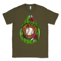 Army Green baseball and western roses teardrop  4 Classic Tee - BundleAndBundleShop