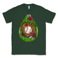 Sports Green baseball and western roses teardrop  4 Classic Tee - BundleAndBundleShop