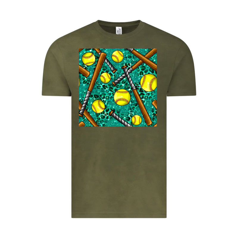 Softball Bat With Leopard And Glitter Seamless Pattern Vintage Tee by BundleAndBundleShop | Teevron
