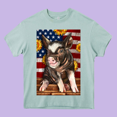 Western American Pig Heavy Core Tee Designed By Lillyallendesigns