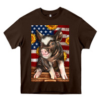 Chocolate Brown Western American Pig Heavy Core Tee - LillyAllenDesigns