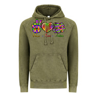 Vintage Olive Peace Love Autism Vintage Hoodie - BundleAndBundleShop