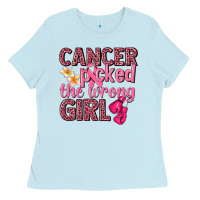 Baby Blue cancer picked the wrong girl Ladies Tee - NancyCooperArtShop