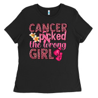 Black cancer picked the wrong girl Ladies Tee - NancyCooperArtShop
