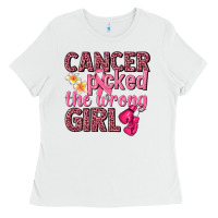 White cancer picked the wrong girl Ladies Tee - NancyCooperArtShop