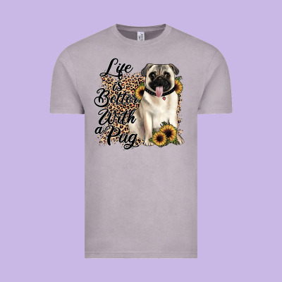 Life Is Better With A Pug Vintage Tee Designed By Jahusdesignshop