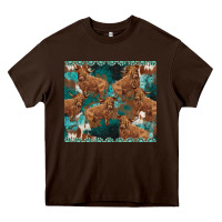 Chocolate Brown turquoises gemstones cowhide highlands cow Heavy Core Tee - BarkalooDesign