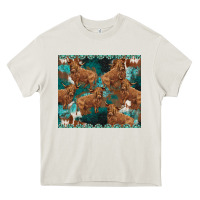 Cream turquoises gemstones cowhide highlands cow Heavy Core Tee - BarkalooDesign