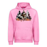 Fuchsia Pink merry christmas cowhide trees Urban Hoodie - CowhideDigitalArt