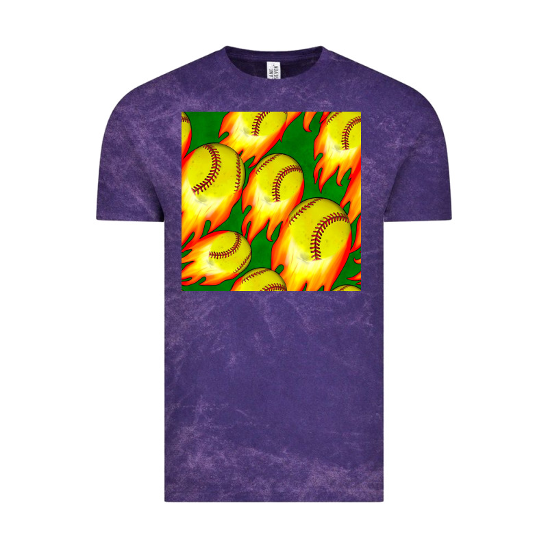 Softball Fire Ball Seamless Pattern Vintage Tee by BundleAndBundleShop | Teevron
