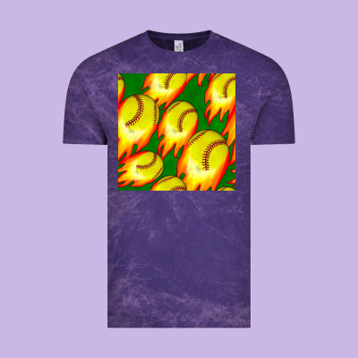 Softball Fire Ball Seamless Pattern Vintage Tee Designed By Bundleandbundleshop