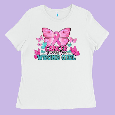 Cancer Picked The Wrong Girl Ladies Tee Designed By Nancycooperartshop