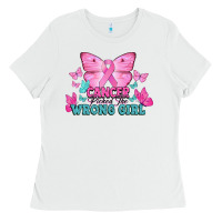 White cancer picked the wrong girl Ladies Tee - NancyCooperArtShop