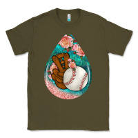 Army Green baseball and western roses teardrop  3 Classic Tee - BundleAndBundleShop
