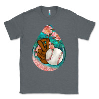 Charcoal Heather baseball and western roses teardrop  3 Classic Tee - BundleAndBundleShop
