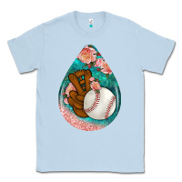 Dusty Blue baseball and western roses teardrop  3 Classic Tee - BundleAndBundleShop