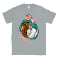 Heather Grey baseball and western roses teardrop  3 Classic Tee - BundleAndBundleShop
