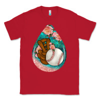 Red baseball and western roses teardrop  3 Classic Tee - BundleAndBundleShop