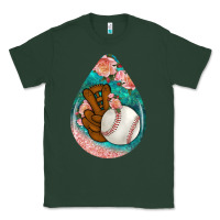 Sports Green baseball and western roses teardrop  3 Classic Tee - BundleAndBundleShop