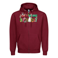 Burgundy Don't worry be hoppy Easter Day Zipper Hoodie - HowdyJamesFarm