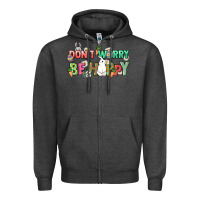 Charcoal Heather Don't worry be hoppy Easter Day Zipper Hoodie - HowdyJamesFarm
