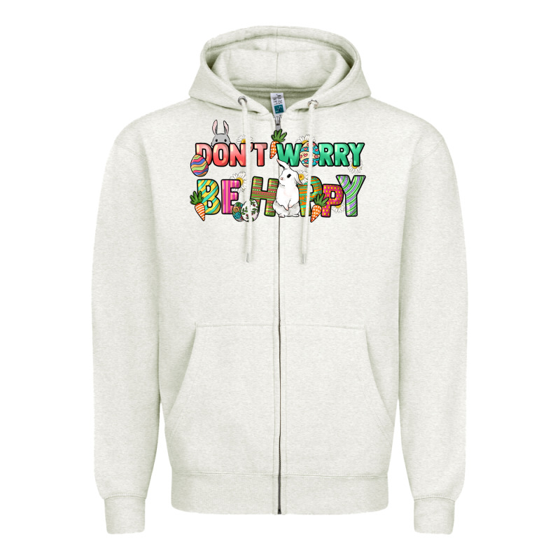 Don't Worry Be Hoppy Easter Day Zipper Hoodie by HowdyJamesFarm | Teevron