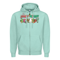 Seafoam Don't worry be hoppy Easter Day Zipper Hoodie - HowdyJamesFarm