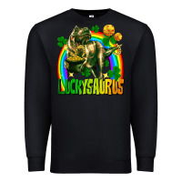 Black luckysaurus St. Patricks Day Premium Sweatshirt - FaDigitalArtStudio