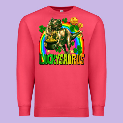 Luckysaurus St. Patricks Day Premium Sweatshirt Designed By Fadigitalartstudio